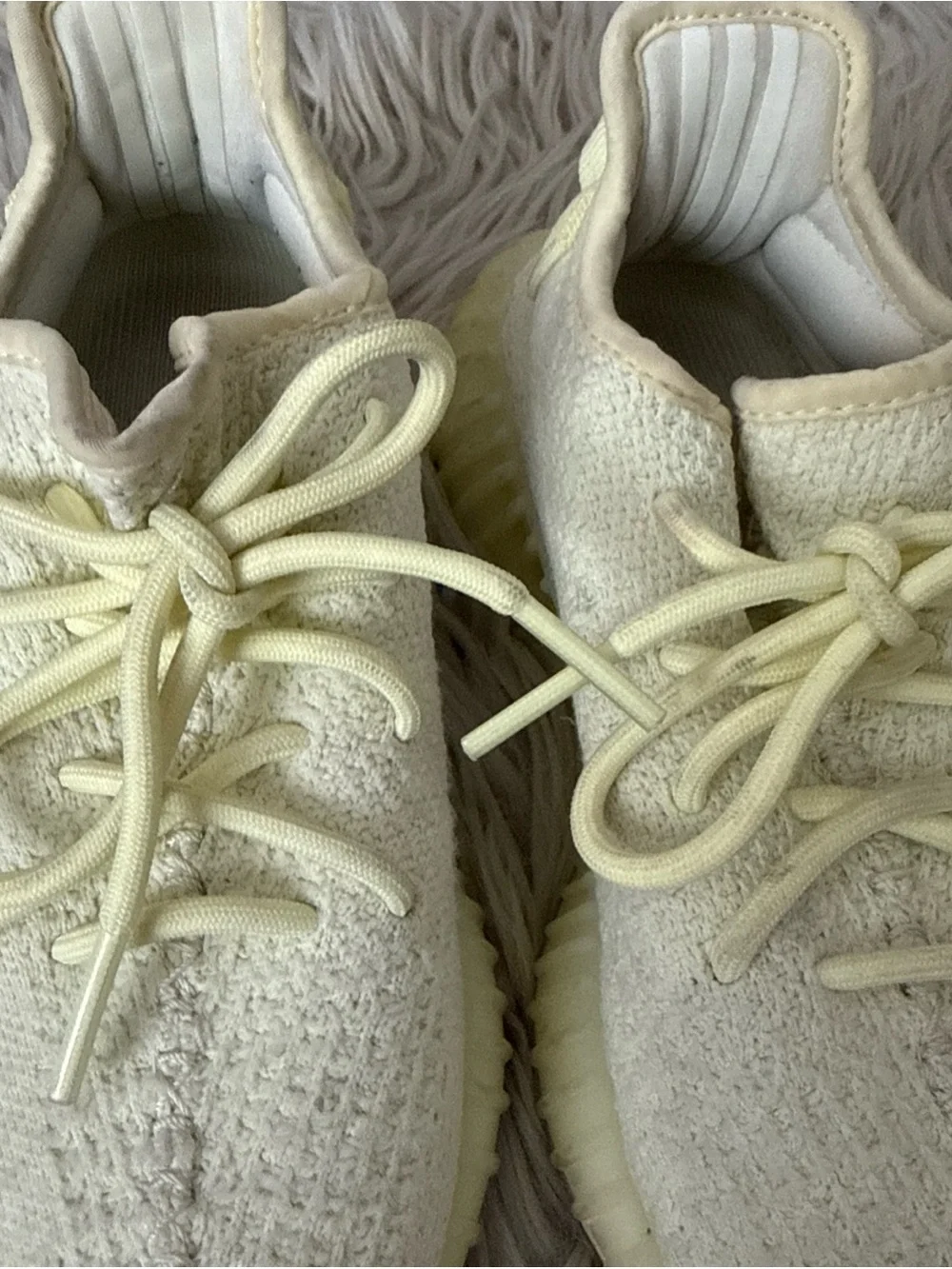 adidas Lightweight Knit Sneakers in Pale Yellow and Cream